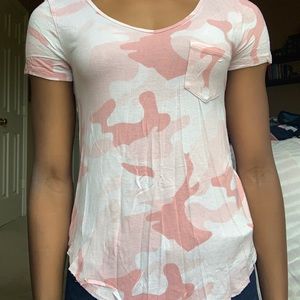 Pink camouflage t-shirt blouse